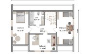 планировка первого этажа полутораэтажного дома 12,5х11