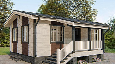 Каркасный одноэтажный дачный дом «Амур» 9х8 с террасой