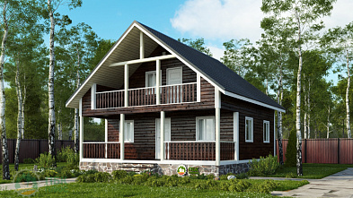 Каркасный дом «Кадал» 8х8 с мансардой