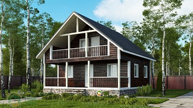 Каркасный дом «Кадал» 8х8 с мансардой