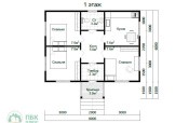 планировка 1 этажа дачного домика из бруса 8х6 с крыльцом