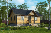 Одноэтажный дачный дом из бруса «Нолгаш» 8х6 с крыльцом