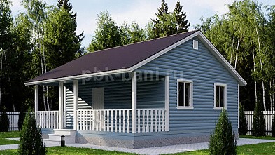 Каркасный одноэтажный дачный дом «Белая» 8х8