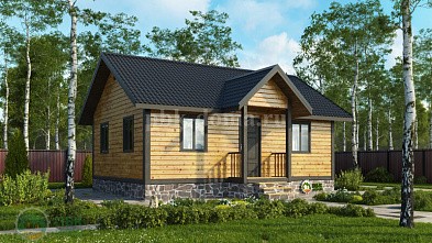 Одноэтажный дачный дом из бруса «Нолгаш» 8х6 с крыльцом