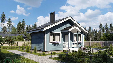 Маленький дом из бруса «Десна» 8х6.5 с крыльцом