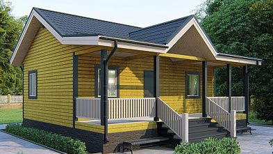 Одноэтажный каркасный дом «Витьюм» 9х8