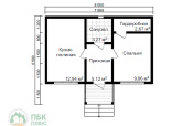 планировка 1 этажа одноэтажного каркасного дома 8х6,5 с крыльцом