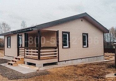 Одноэтажный каркасный дом 10х11м. в Московской области.