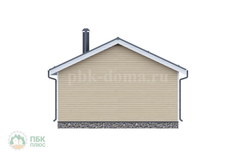 Одноэтажный дачный дом из бруса «Вилюй» 8х8 с террасой и двускатной крышей