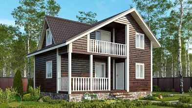 Полутораэтажный каркасный дом «Тифина» 6х8