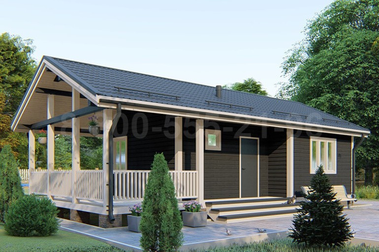 Одноэтажный дачный дом из бруса «Замбези» 11х6