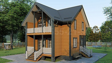 Полутораэтажный каркасный дом «Иртыш» 9х11