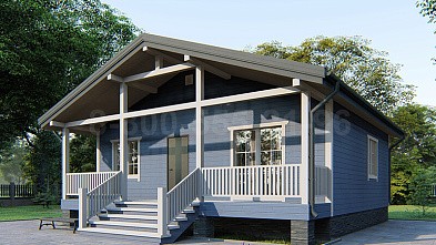 Одноэтажный каркасный дом «Лазурь» 9х9 с террасой