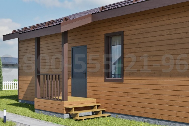 Одноэтажный каркасный дом «Меконг» 13х9 с террасой