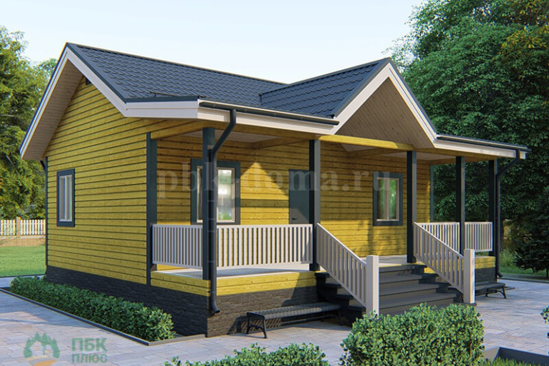 Каркасный одноэтажный дачный дом «Витьюм» 9х8