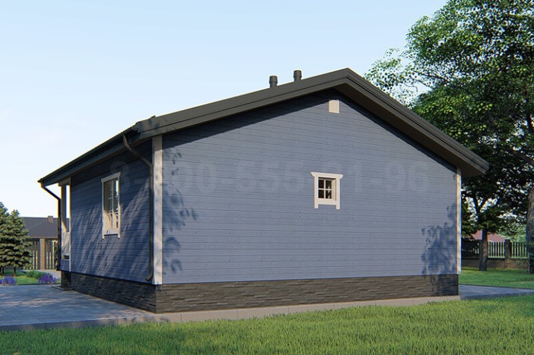 Одноэтажный дом из бруса «Лазурь» 9х9 с террасой