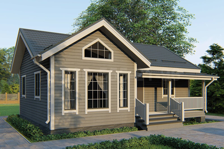 Каркасный одноэтажный дачный дом «Омолон» 10х7.25