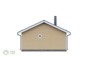 фасад маленького дома из бруса 8х6,5 с крыльцом
